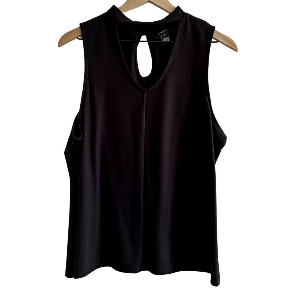 Halogen Black Sleeveless Keyhole Back Tank Top – XL